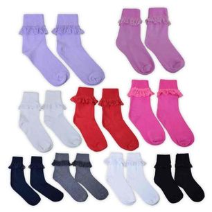 3 Pairs Of Girls And Ladies Coloured Frilly Socks Cotton Rich School Fancy
